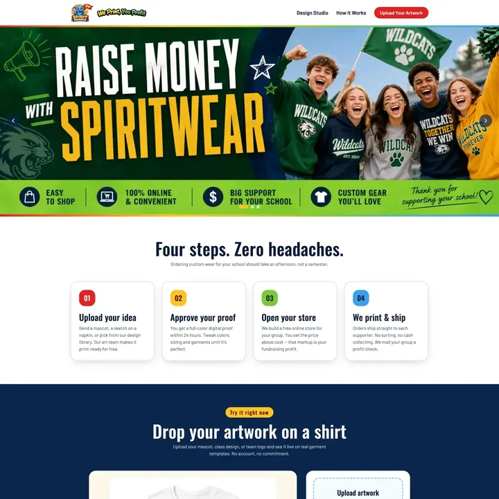 Spirit Wear House website: school spiritwear fundraisers